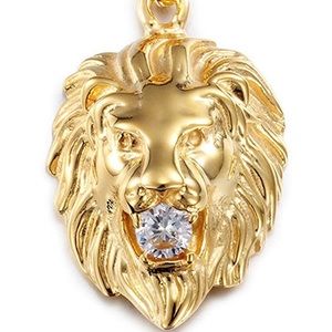 Vintage Men’s Gold Plated Lion Pendent Necklace